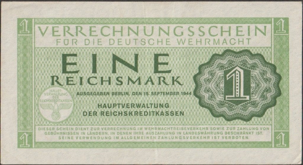 Duitsland 1 reichsmark 1944 XF p.M38 (# 374), Verzenden, Duitsland, Los biljet