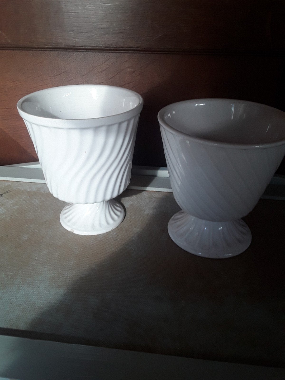 Set van 2 vintage witte bloempotten, Ophalen, Gebruikt, Rond, Binnen