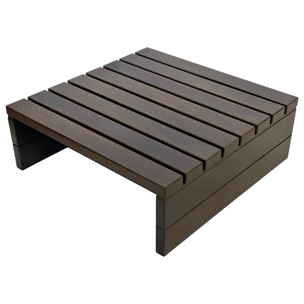 Vintage salontafel slatted latten Wengé massief jaren 70, Gebruikt, 100 tot 150 cm, 50 tot 100 cm, Vintage salontafel