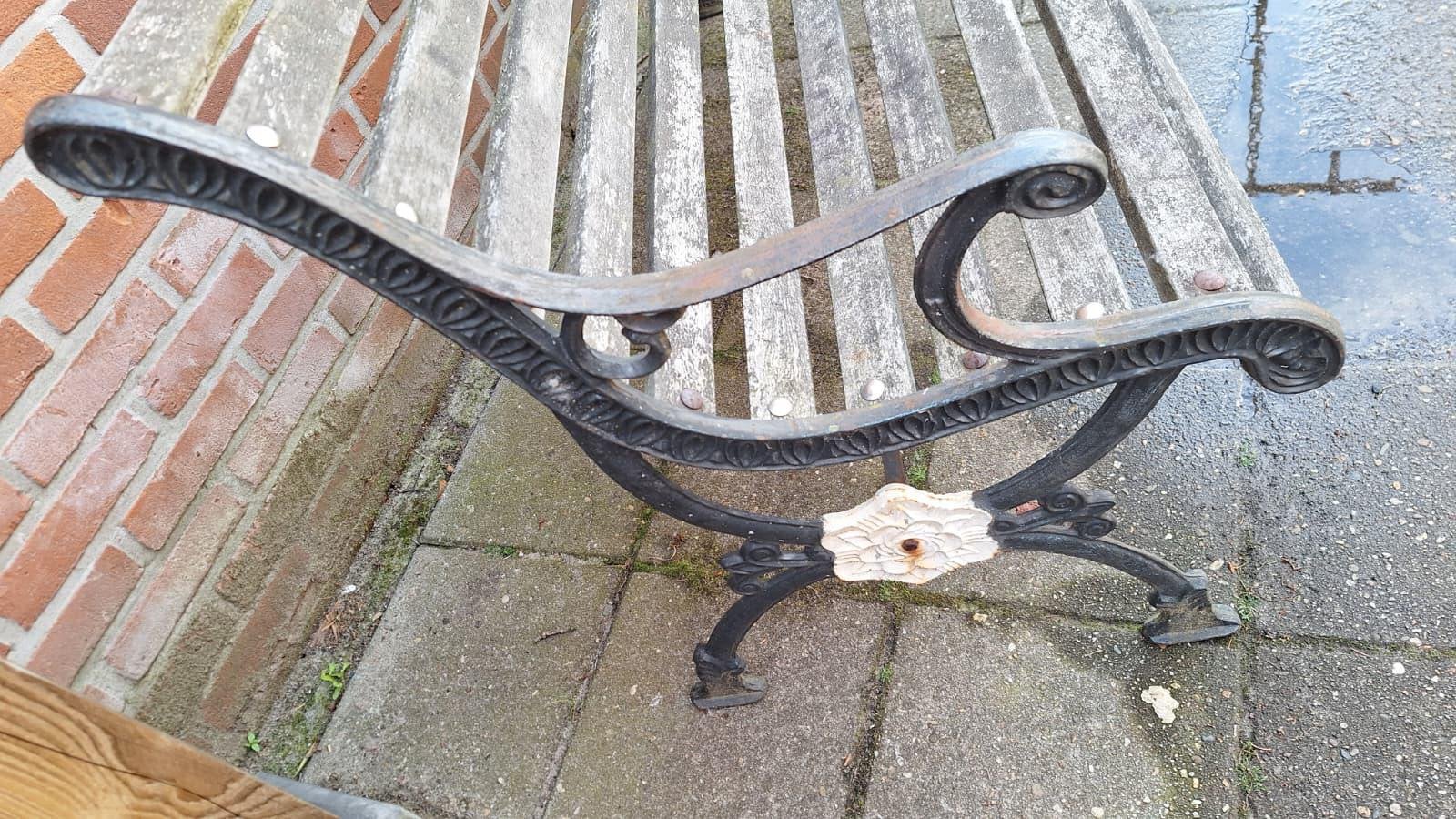 Tuinbank gietijzer, Ophalen, Gebruikt, Hout