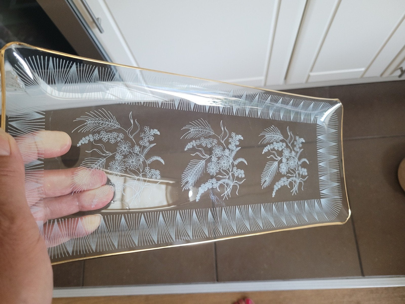 izgs prachtige glazen vintage serveer schaal kant werk, Ophalen of Verzenden