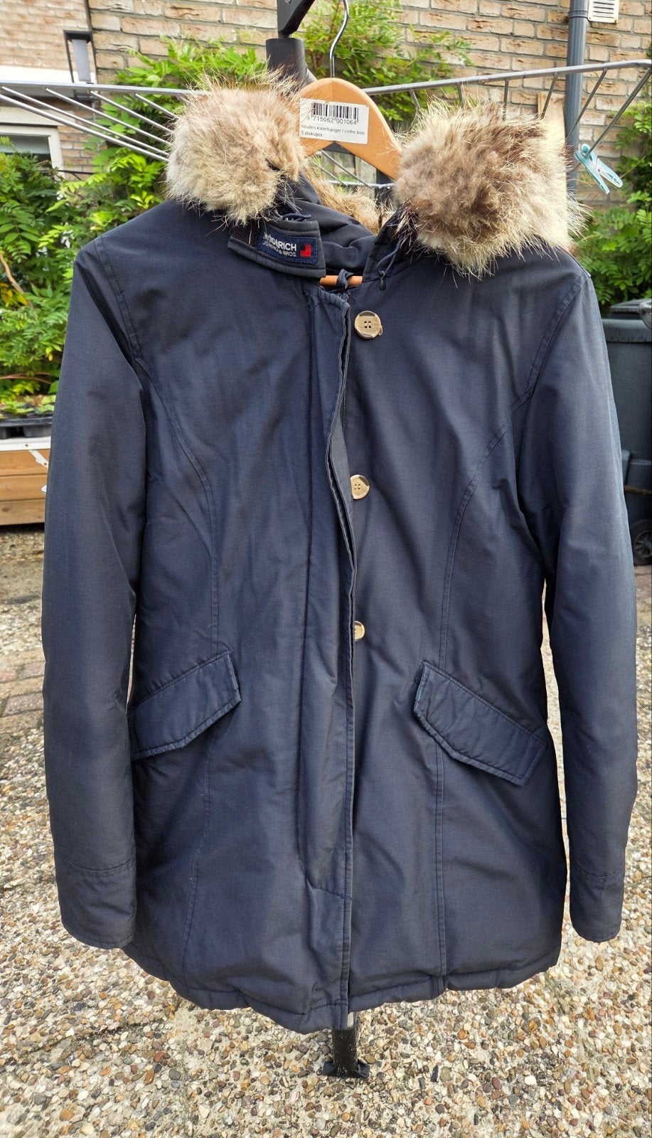 woolrich winterjas maat l ( valt als m) donkerblauw!8, Ophalen, Blauw, Maat 42/44 (L), Woolrich