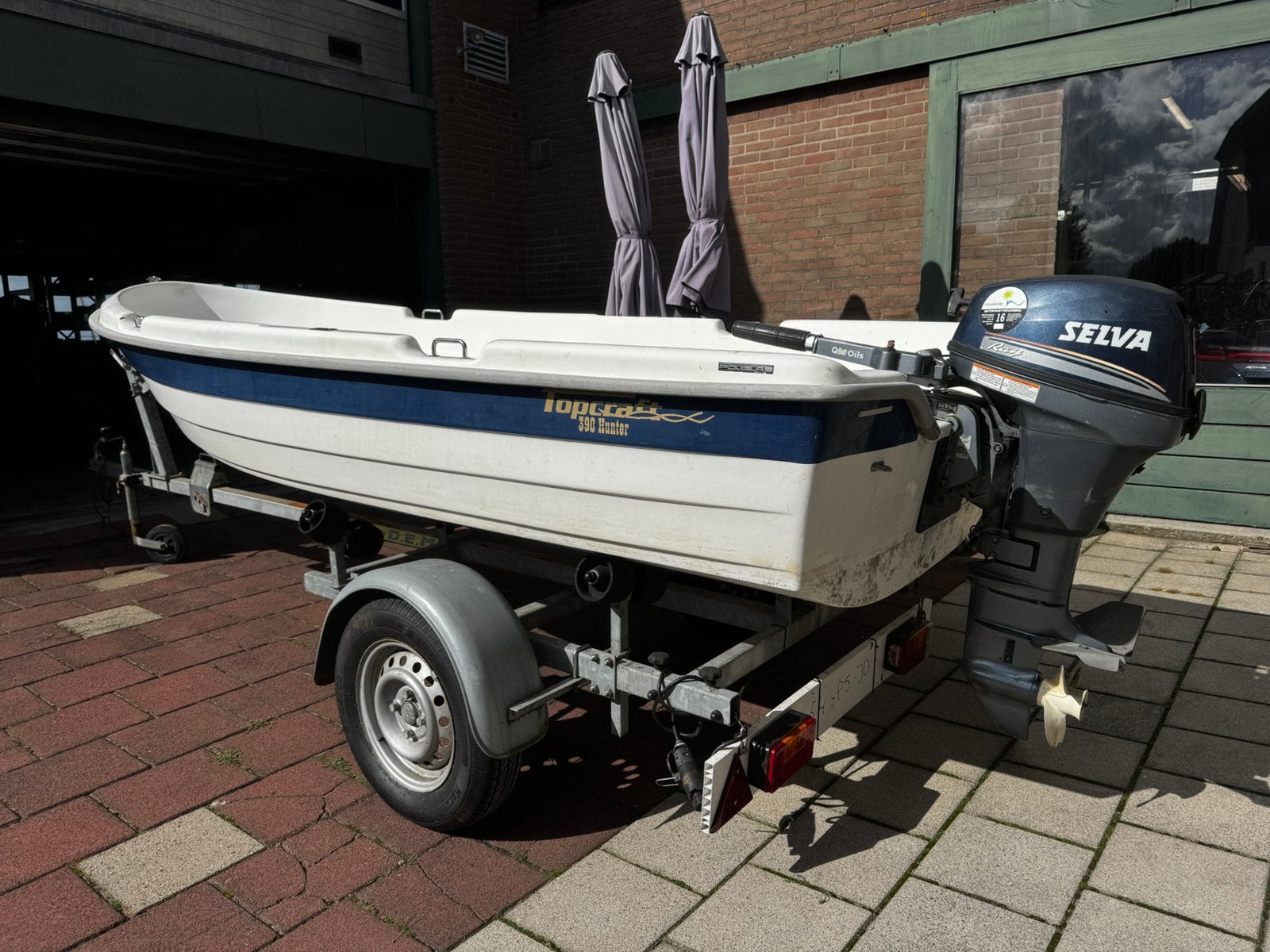 Topcraft 390 Hunter vis/plezierboot met 8pk motor en trailer, Watersport en Boten, Ophalen, 8 pk, Gebruikt, 4 m