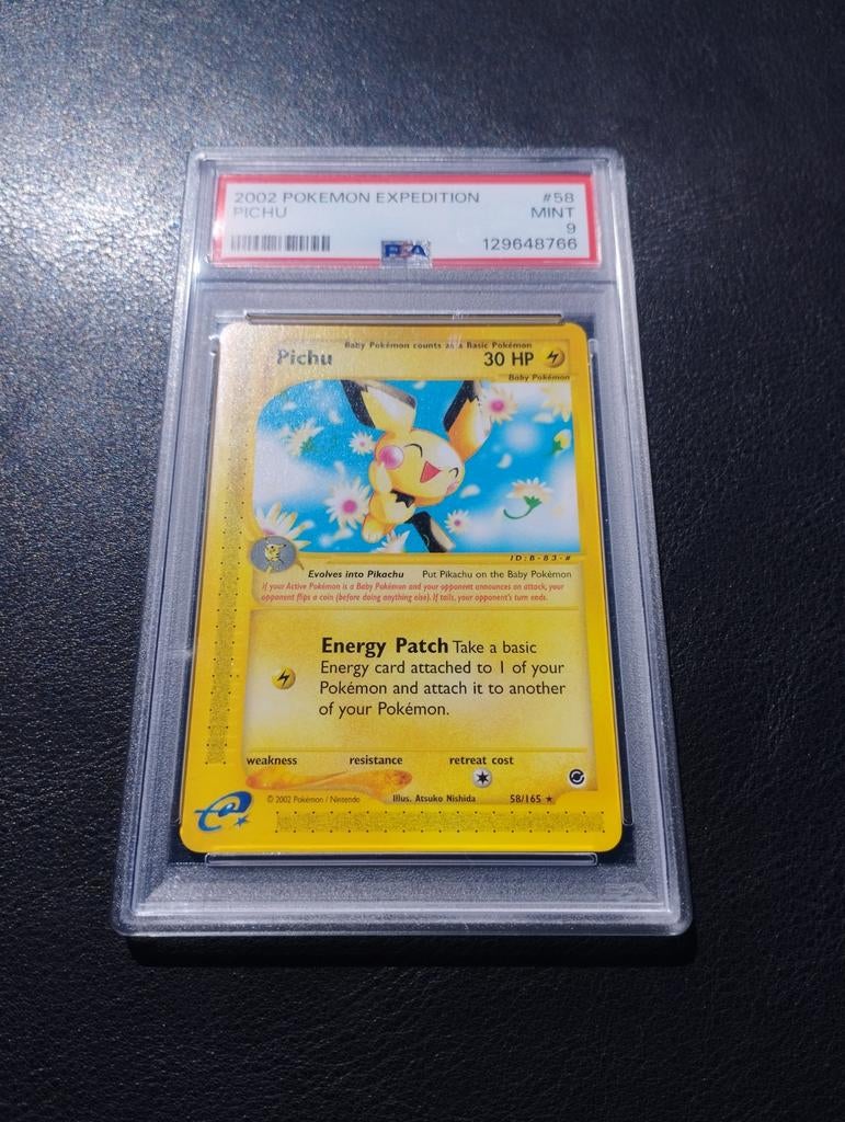 Pichu Pokemon kaart Expedition base set PSA9 NM rare, Ophalen of Verzenden, Zo goed als nieuw