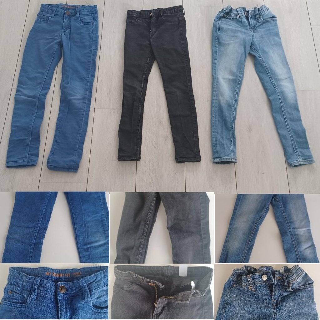 spijkerbroeken maat 134 drie stuks, Broek, Gebruikt, Meisje, Diverse merken