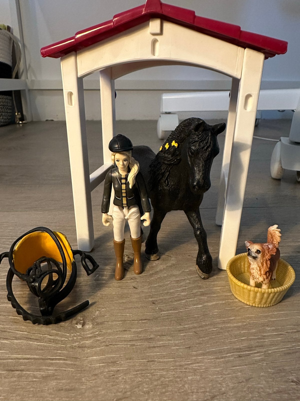 Schleich paardenset met ruiter, stal en hondje, Verzamelen, Speelgoed, Ophalen, Gebruikt