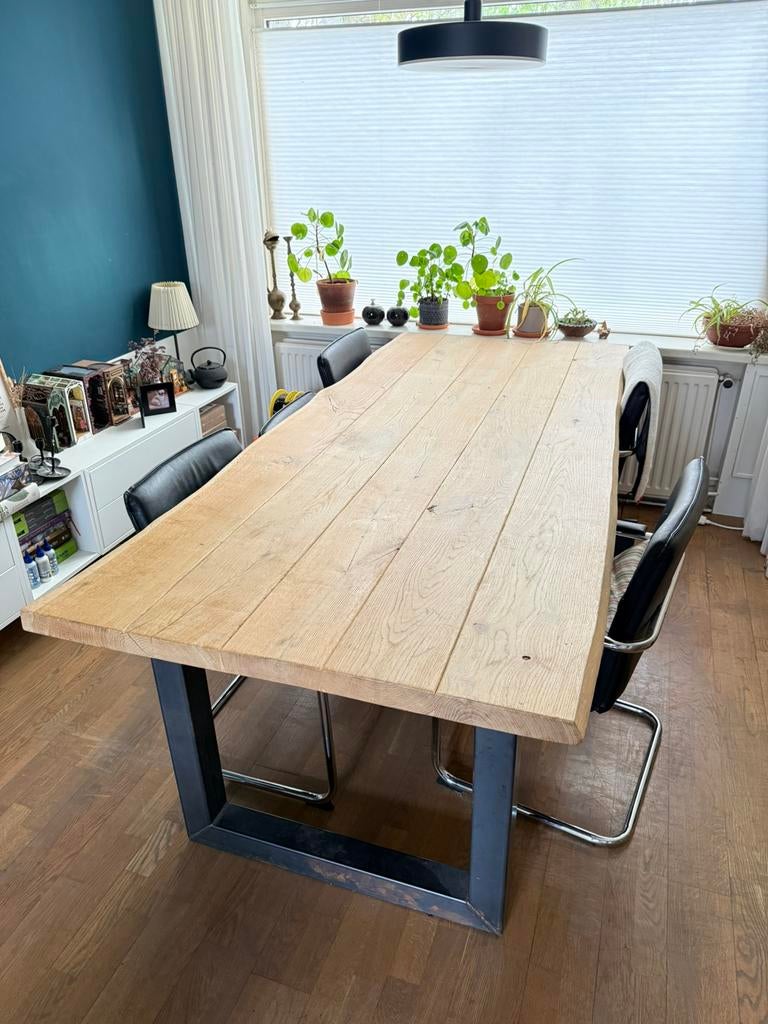 Eiken tafel 240x100, Ophalen, Eikenhout, 200 cm of meer, 50 tot 100 cm