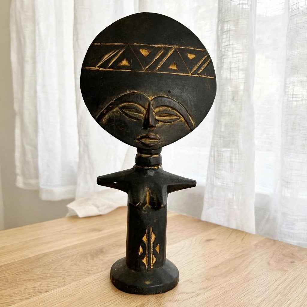 Afrikaanse Akuaba Vruchtbaarheidsbeeld - Ashanti Ghana, Hout, Afrika, Gesneden, 25 cm