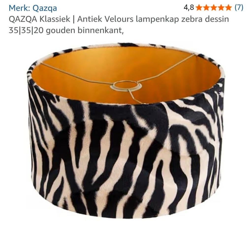 Zebra Lampenkap 30x30x20cm - Gouden Binnenkant, Vierkant, Bruin, Ophalen of Verzenden, Zo goed als nieuw