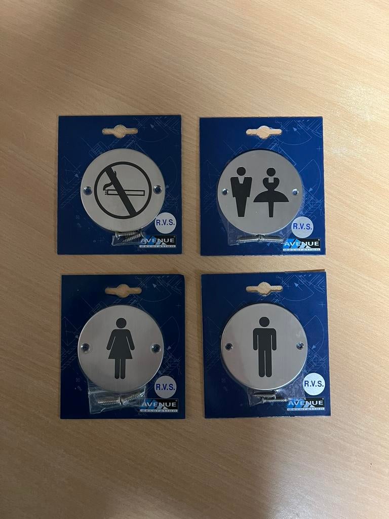 Pictogram bord RVS dames wc - heren wc en ++ grohe ++, Ophalen of Verzenden, Nieuw, Plaatje