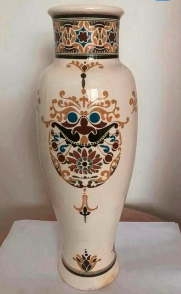 Prachtige en zeldzame Art Nouveau Amphora plateel vaas, Ophalen of Verzenden