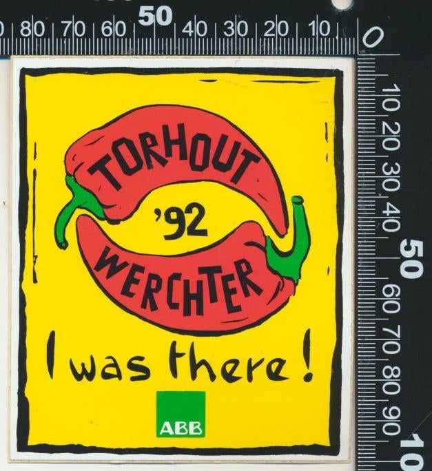 Sticker: Torhout Werchter 1992 - I was there, Verzamelen, Ophalen of Verzenden, Zo goed als nieuw, Bedrijf of Vereniging
