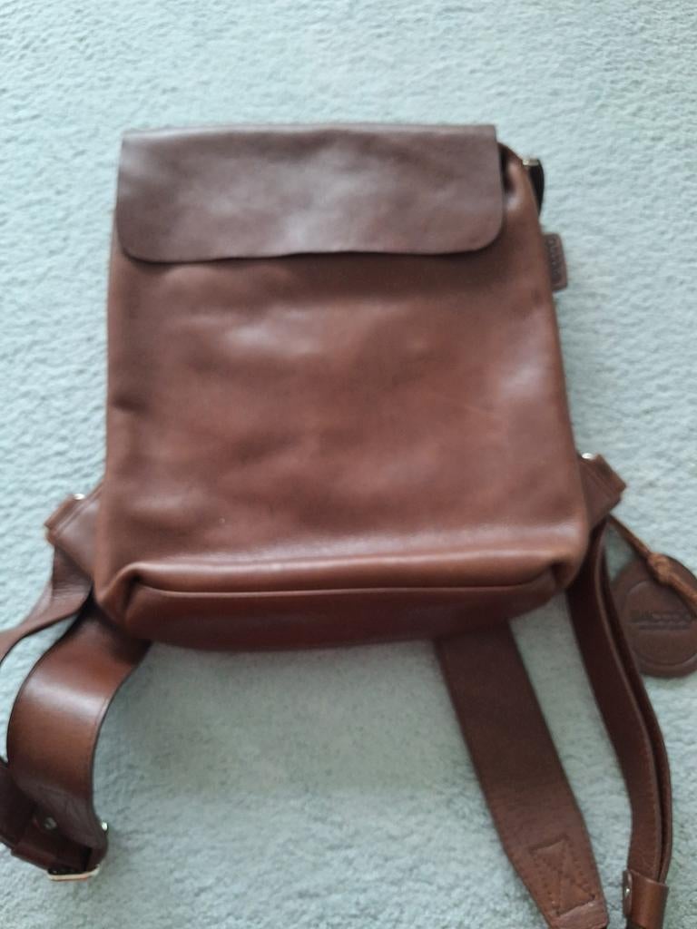 Mooie bruine lederen rugzak - Saccoo Amsterdam, Overige merken, 25 tot 40 cm, Ophalen of Verzenden, Zo goed als nieuw