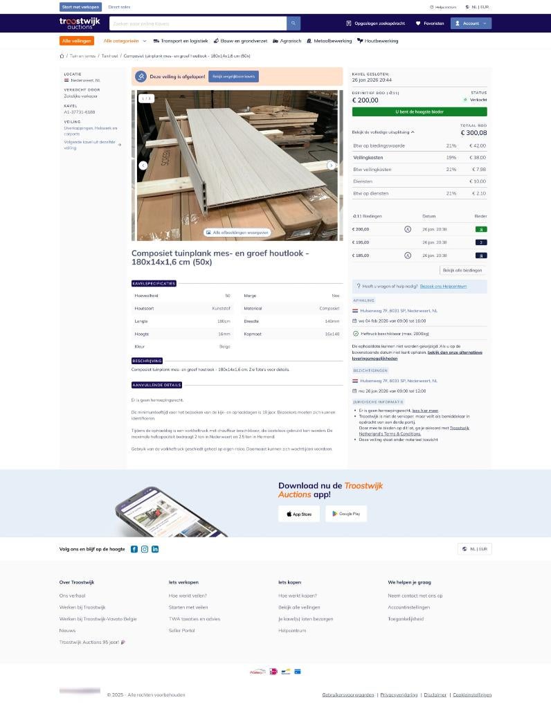 composiet tuinplanken 50X, Ophalen, Nieuw, 180 tot 250 cm, Planken