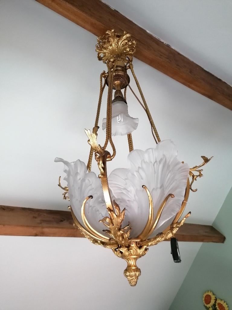 19e eeuwse Franse antiek bronzen D’ore Luster, Huis en Inrichting, Ophalen