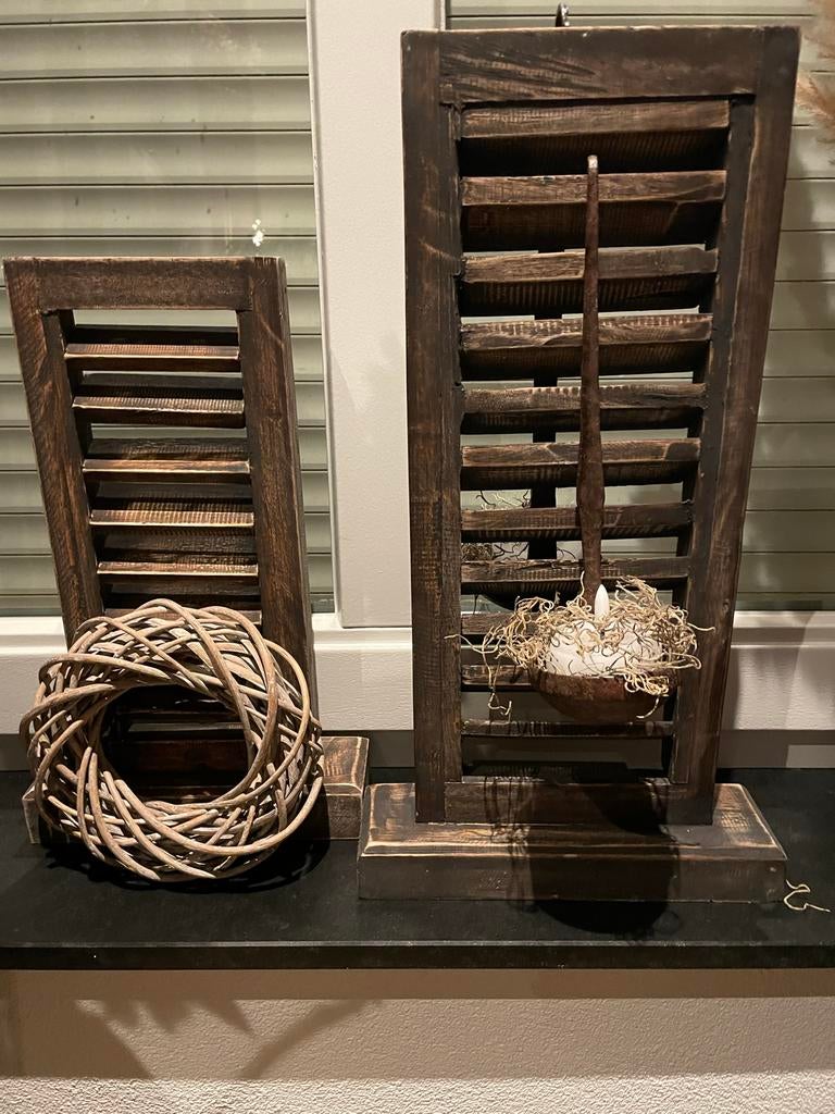 Louvre luikjes op standaard - 40 en 50 cm, Ophalen of Verzenden, Zo goed als nieuw