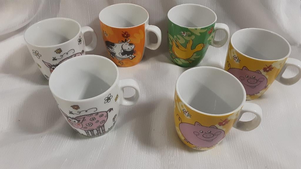 SIAKI kopjes met verschillende dieren, 6 stuks, Huis en Inrichting, Keuken | Servies, Overige materialen, Ophalen of Verzenden