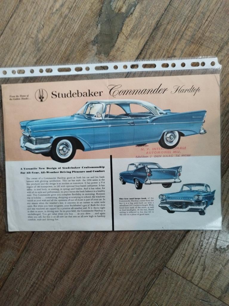 Studebaker Commander Hardtop Folder - 1958, Ophalen of Verzenden, Zo goed als nieuw, Studebaker