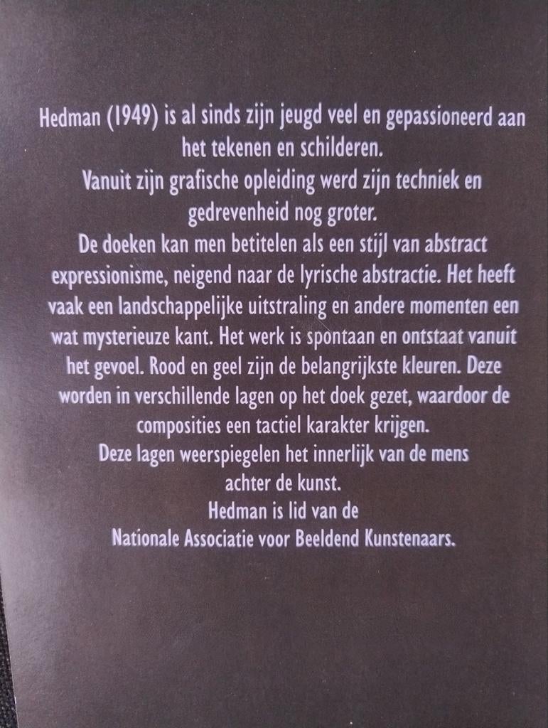 Collectie Schilderijen HEDMAN (1949-2025) uit Nalatenschap, Ophalen of Verzenden