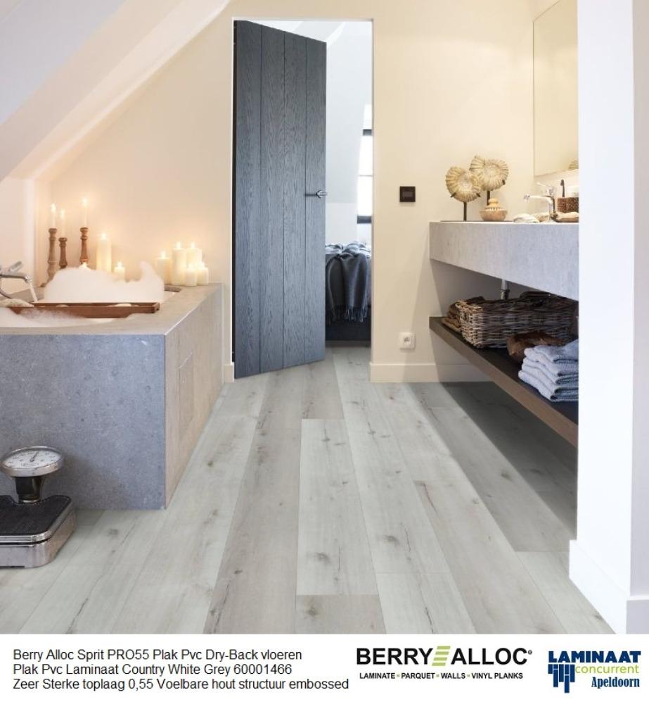 Plak Pvc Country Oak met egaliseren + Verliimen €39,95p/m2, Plak Pvc vloer Dry-Back Country oak wit, 75 m² of meer, Wit, Nieuw