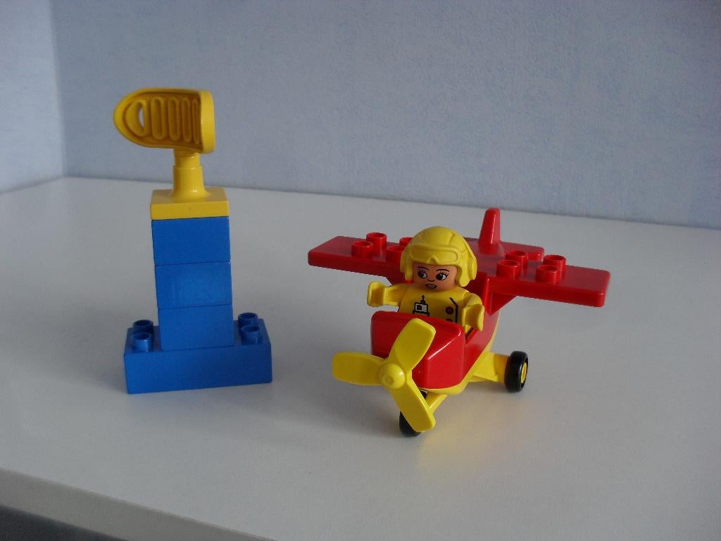 Duplo Hoogdekker met piloot en radartoren(de mooie Rooie), Ophalen of Verzenden, Gebruikt, Complete set, Duplo