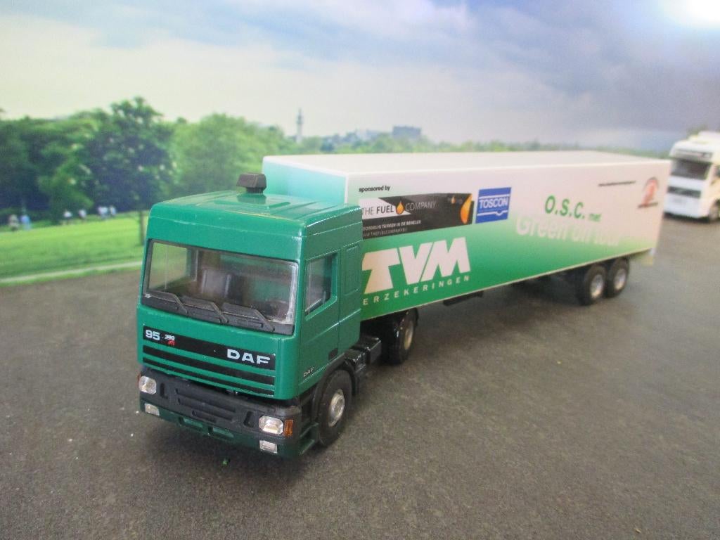 1/50 DAF CF 95 380 ATi TVM Verzekeringen O.S.C Green on Tour, Ophalen of Verzenden, Gebruikt, Bus of Vrachtwagen, Tekno