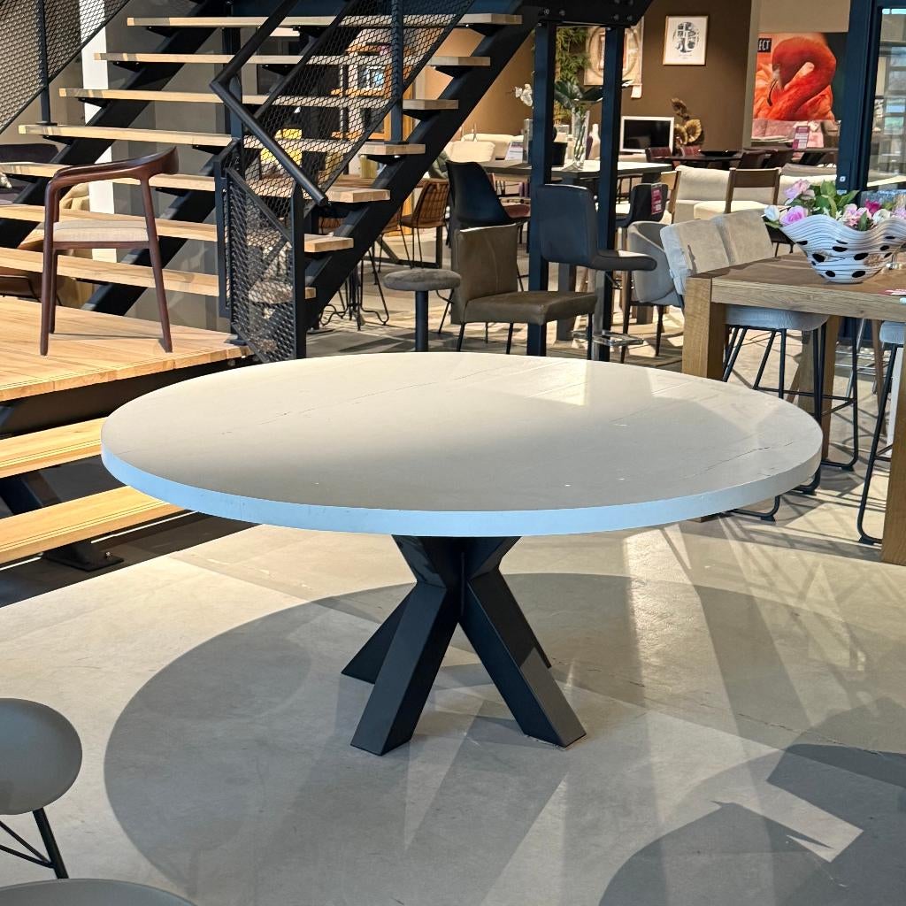 Eiken tafel wit gelakt rustiek 180x180cm, Ophalen, 50 tot 100 cm, Rechthoekig, Nieuw