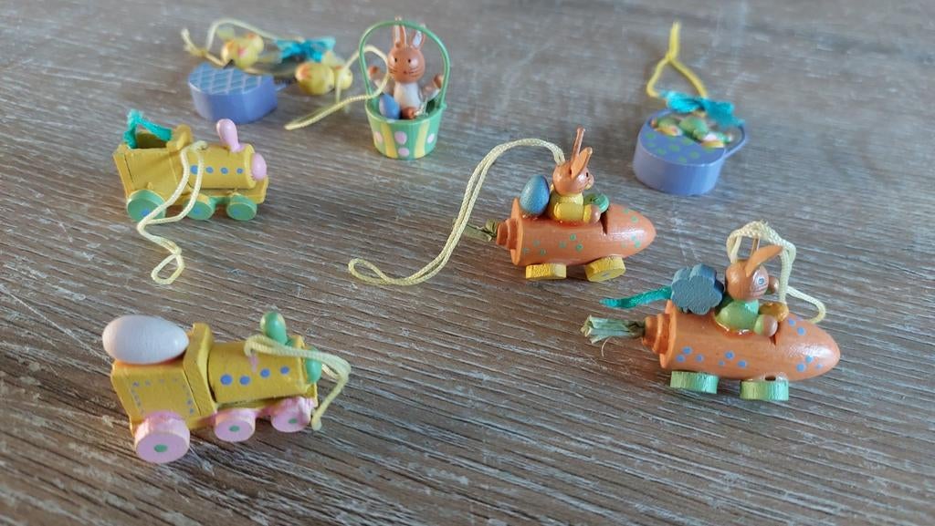 7 houten figuren paasdecoratie hangers paastak paasdecoratie, Ophalen of Verzenden