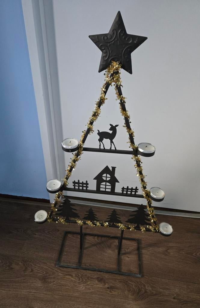 Metalen Kerstboom Kandelaar, Ophalen, 25 tot 50 cm, Bruin, Zo goed als nieuw