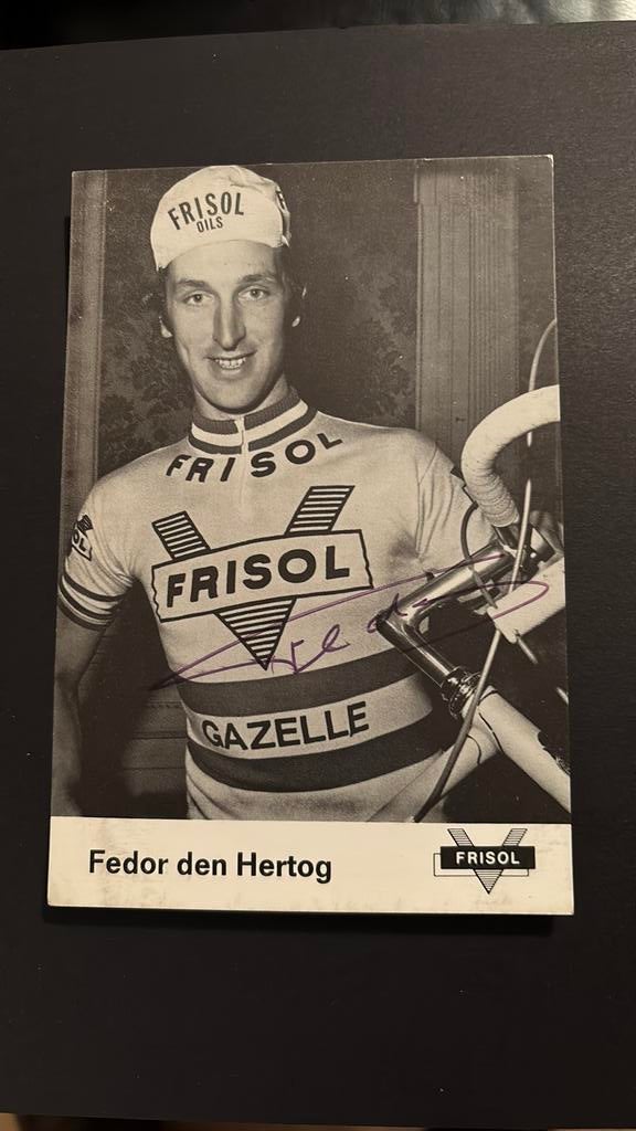 FEDOR DEN HERTOG Wielrennen Kaart Frisol ECHTE handtekening, Verzenden, Gebruikt, Overige sporten, Spelerskaart