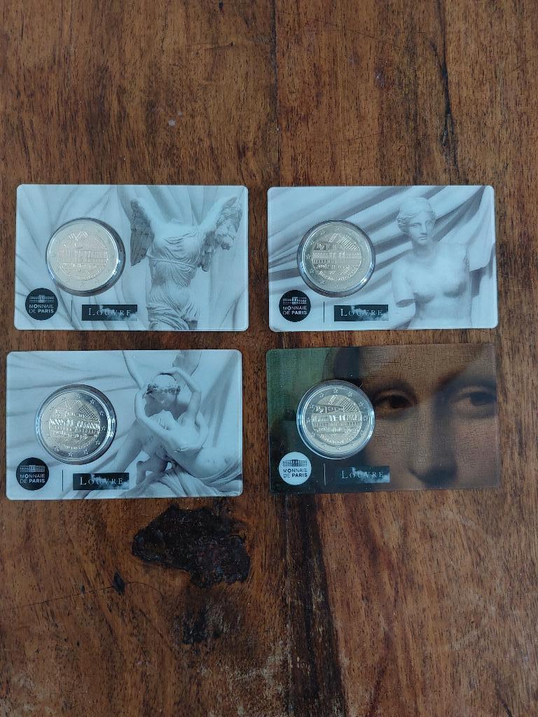 Frankrijk 2025 set van 4 coincards 2 euro Louvre, Verzenden, Frankrijk, 2 euro