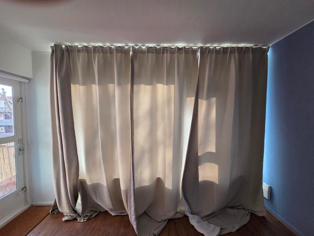IKEA Vilborg gordijnen grijs, Huis en Inrichting, Ophalen of Verzenden, Gebruikt, Grijs, 200 cm of meer