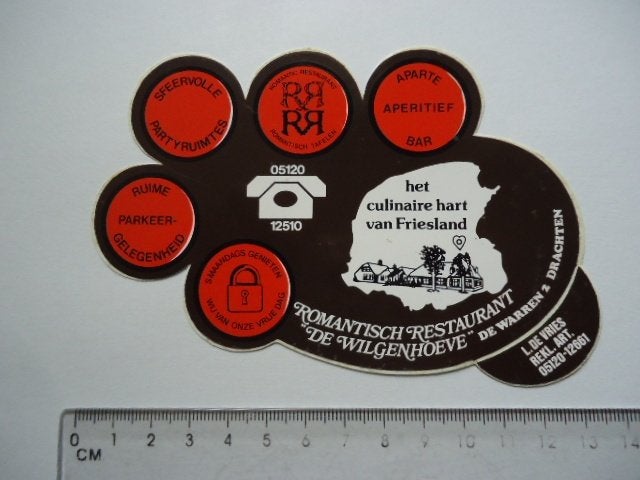 sticker oud Drachten DE WILGENHOEVE friesland restaurant, Verzenden, Zo goed als nieuw, Bedrijf of Vereniging