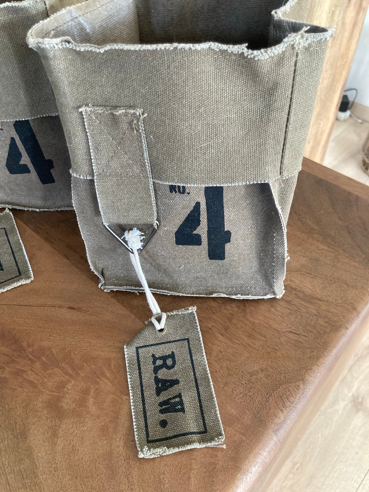 Set van 3 RAW canvas opbergbakjes - Leger/Jungle thema, Groen, Ophalen of Verzenden, Zo goed als nieuw, Textiel