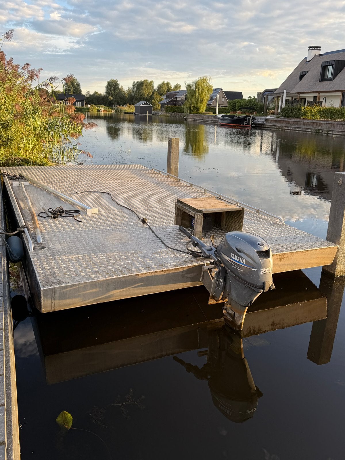 Ponton 6x3mx50cm met 20pk Yamaha buitenboordmotor, Overige merken, Gebruikt, Buitenboordmotor, Aluminium