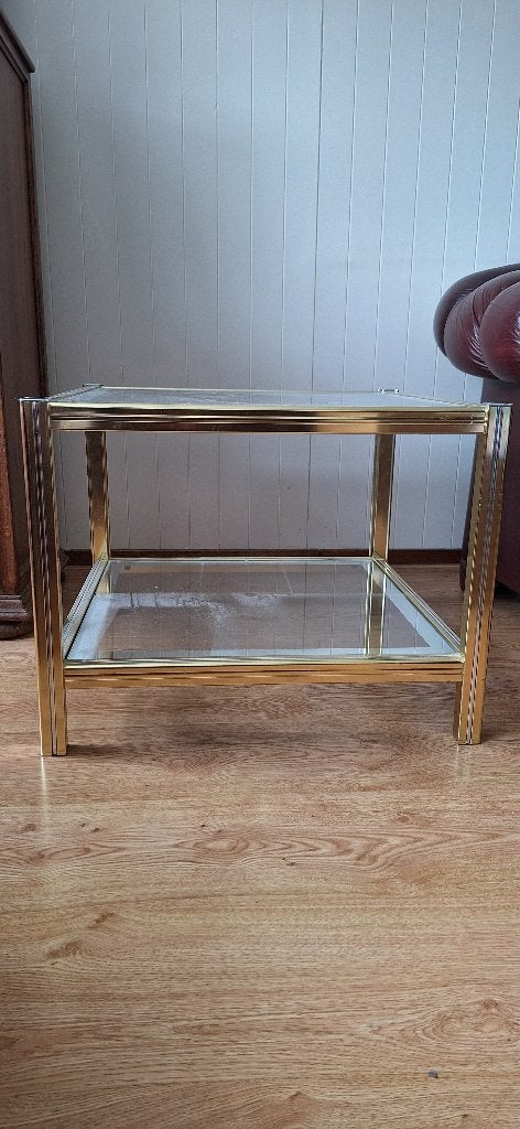 Bijzettafeltjes met glazen platen, Gebruikt, Vierkant, 55 tot 75 cm, Glas