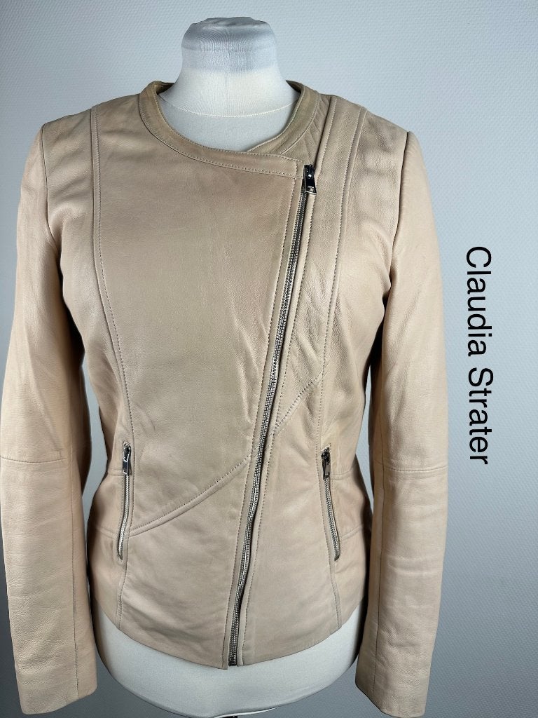 Claudia Strater Leren Jas  (mt: 42) 28,7/9845, Kleding | Dames, Zwart, Claudia Strater, Maat 42/44 (L), Ophalen of Verzenden