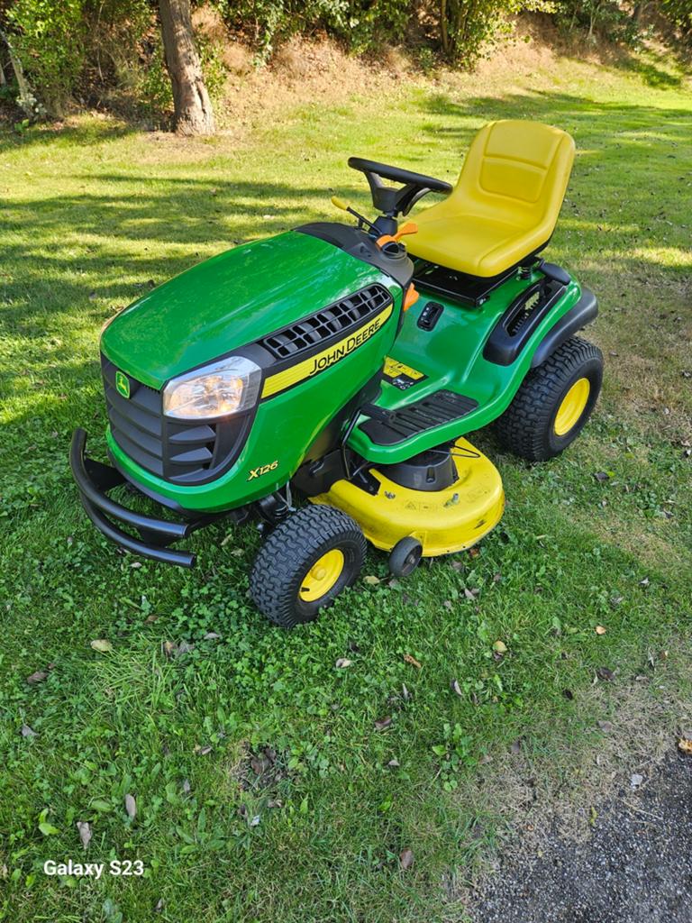 John deere x126 zitmaaier grasmaaier muclh hst, Tuin en Terras, Ophalen of Verzenden, Zo goed als nieuw, Mulchfunctie, 90 tot 120 cm