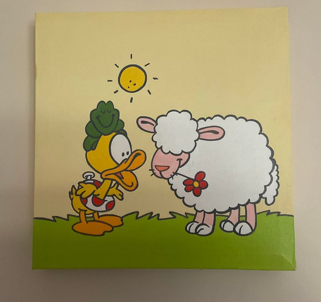 Canvas 4x van Guusje het Eendje ( van loeki de leeuw), Kinderen en Baby's, Kinderkamer | Inrichting en Decoratie, Ophalen, Zo goed als nieuw