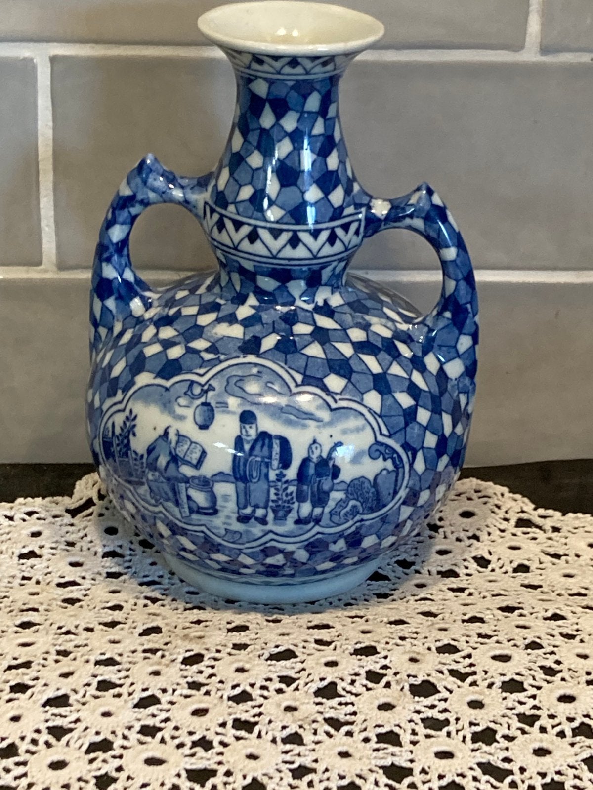 Vaasje Petrus Regout Maastricht, blauw (120326h), Ophalen of Verzenden