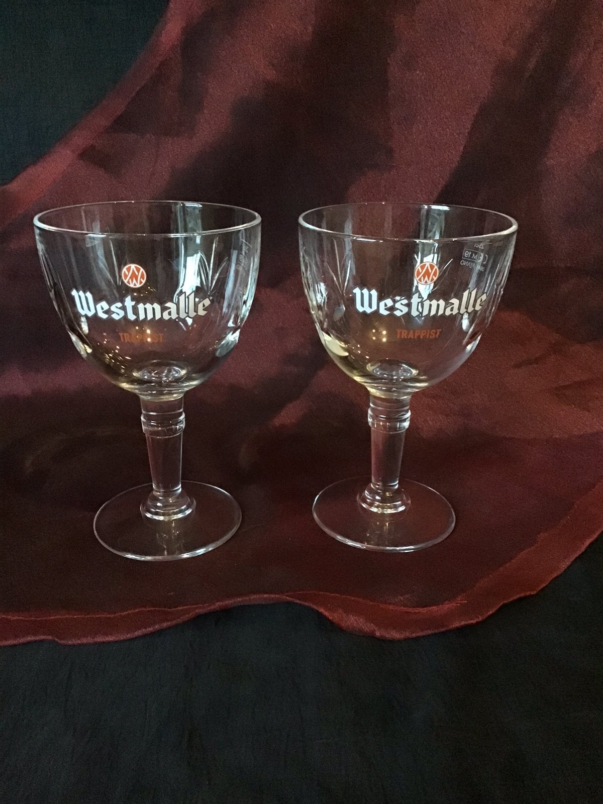 2 Westmalle trappist glazen    Inhoud 25 cl, Ophalen of Verzenden