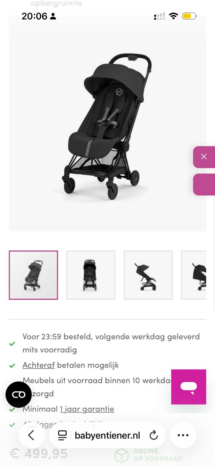 Buggy Cybex Coya Black, Kinderen en Baby's, Ophalen, Zo goed als nieuw