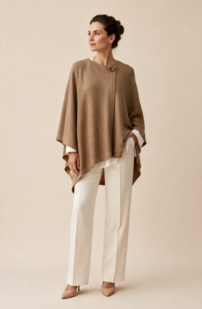 Natan L’Entracte camel wollen poncho designer one size, Maat 38/40 (M), Bruin, Verzenden, Zo goed als nieuw