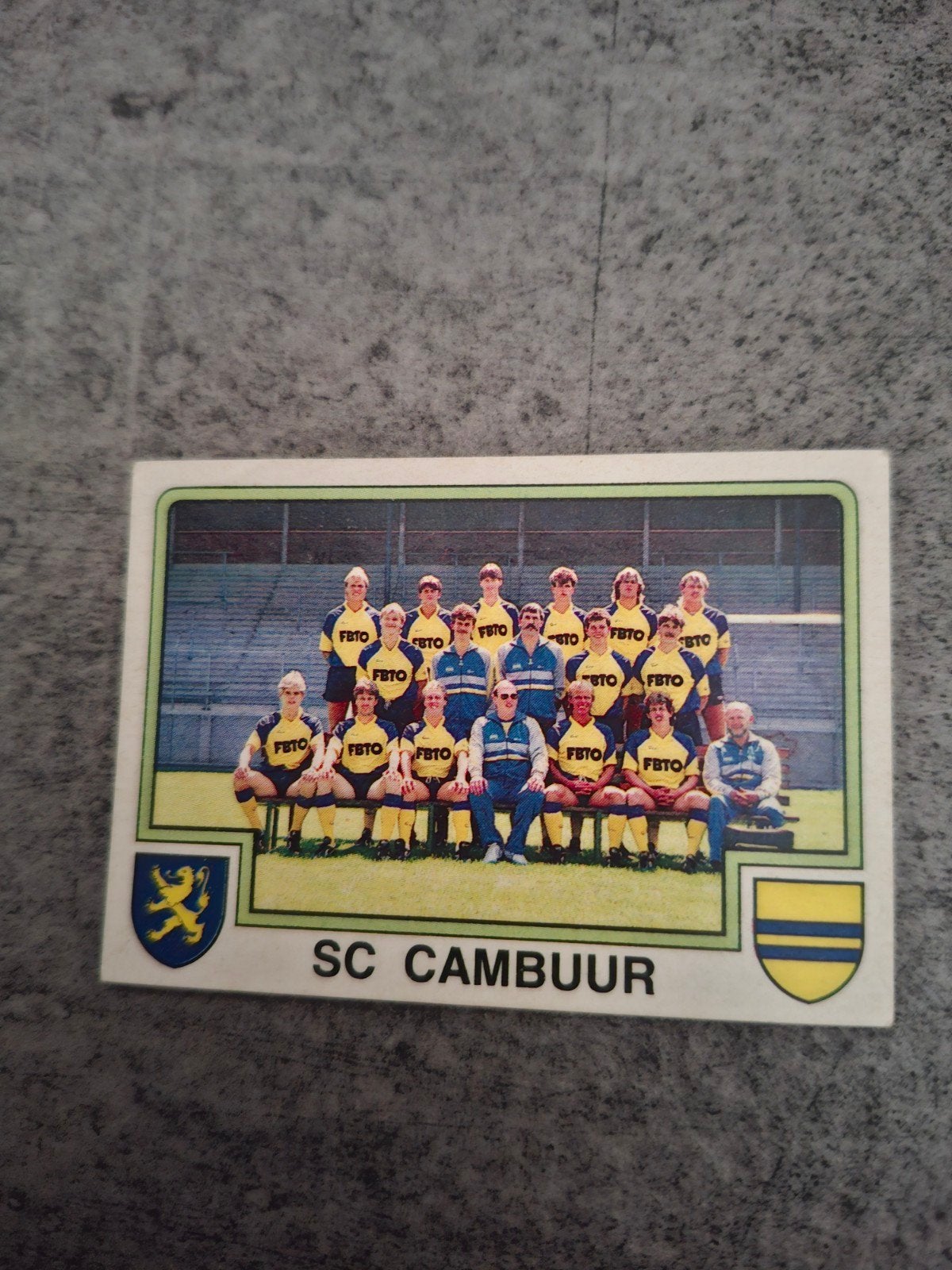 Panini sticker Voetbal 86. Teamfoto SC Cambuur., Ophalen of Verzenden, Zo goed als nieuw, Sticker
