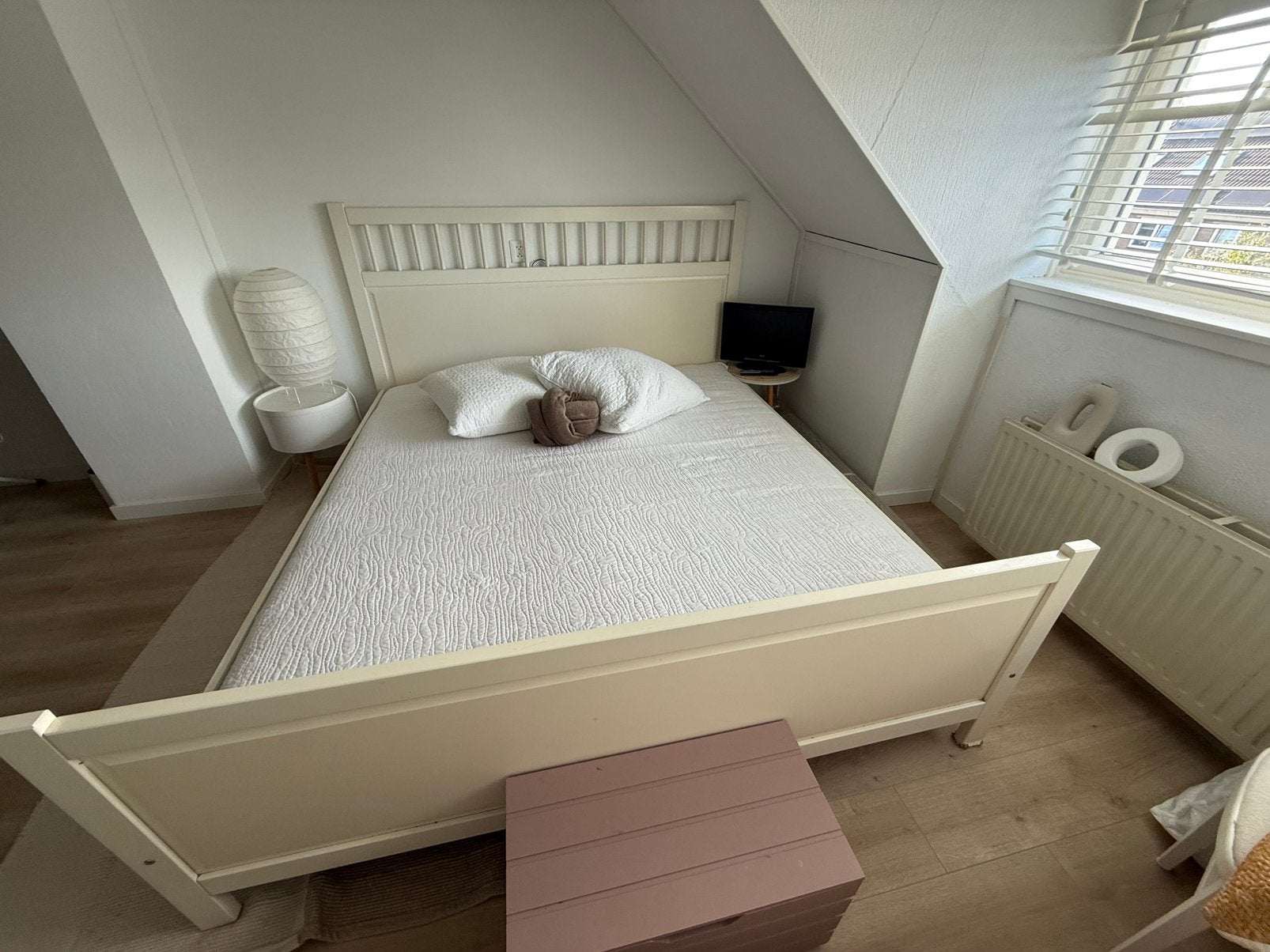 HEMNES bed Ikea - 180 x 200 cm, Ophalen, Gebruikt, Wit, Tweepersoons