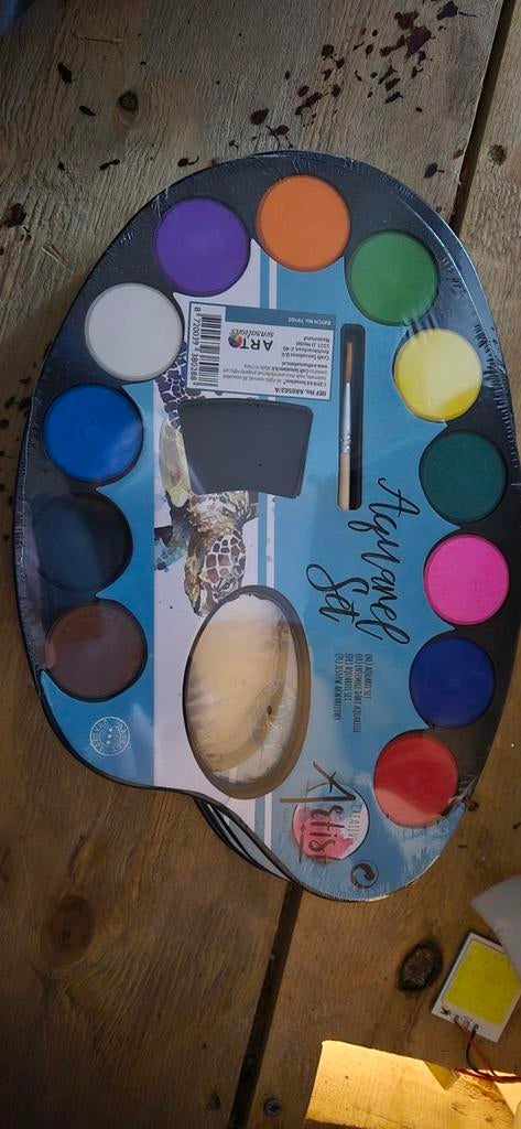 Schilderpallet met aquarelverf en penseel, Ophalen of Verzenden, Nieuw