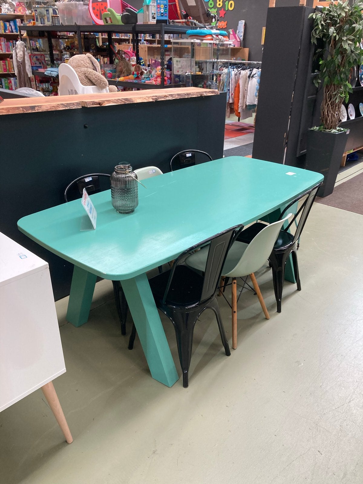 Moderne Eetkamertafel - Mintgroen, Gebruikt, 100 tot 150 cm, W, W