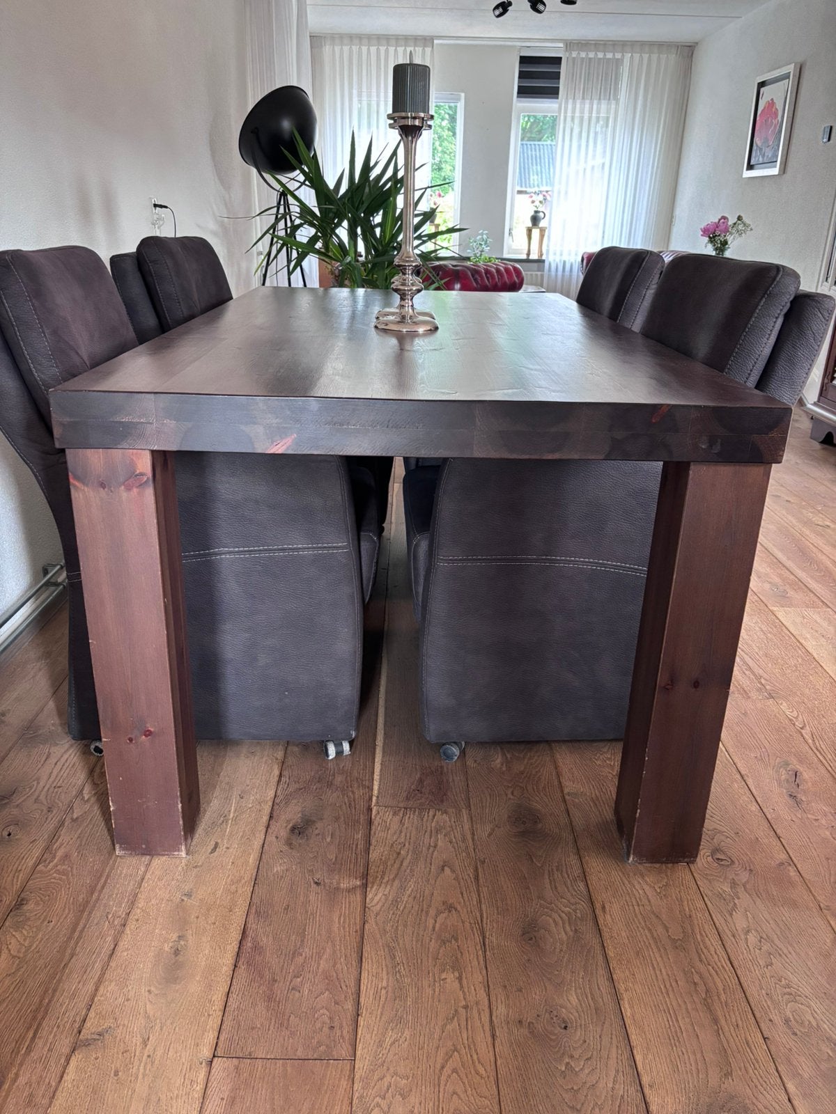 Robuste eettafel massief hout, Ophalen, 200 cm of meer, 50 tot 100 cm, Zo goed als nieuw