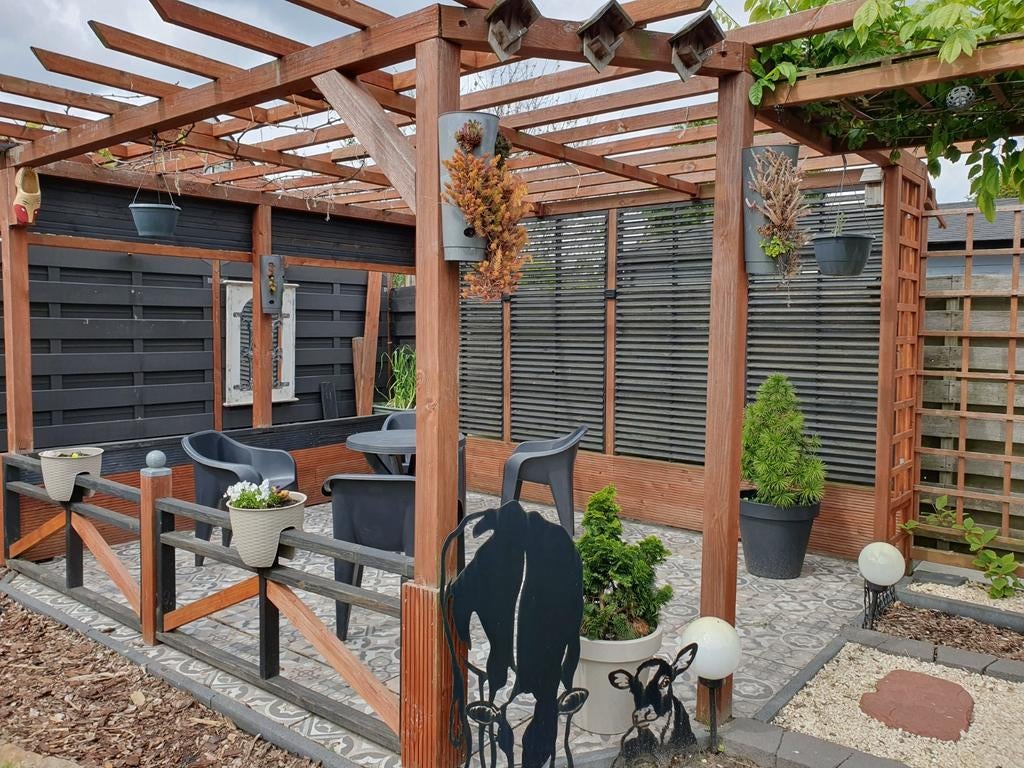 Terras pergola incl hekjes en inloop, Ophalen of Verzenden, Gebruikt, Tuinpaviljoen