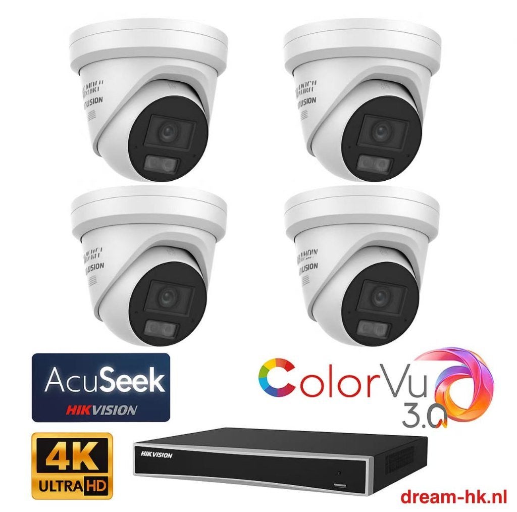 8MP Hikvision AcuSeek ColorVu  set/NVR+4x ColorVu camera 3.0